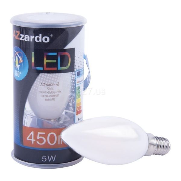 Лампа светодиодная  диммируемая Azzardo AZ4016 мощностью 5W. Типоразмер — C35 с цоколем E14, температура цвета — 2700K