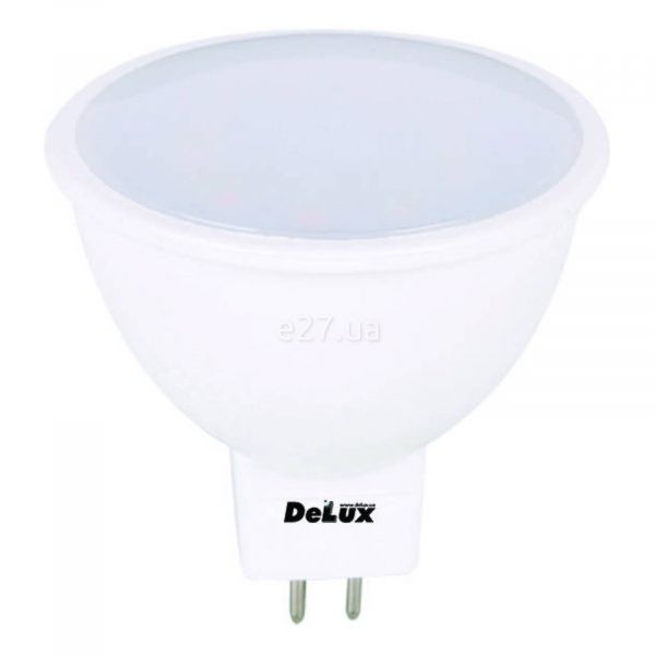 Лампа світлодіодна Delux 90001292 потужністю 5W. Типорозмір — MR16 з цоколем GU5.3, температура кольору — 2700K