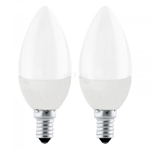 Лампа светодиодная Eglo 10792 мощностью 4W. Типоразмер — C37 с цоколем E14, температура цвета — 3000K. В наборе 2шт.