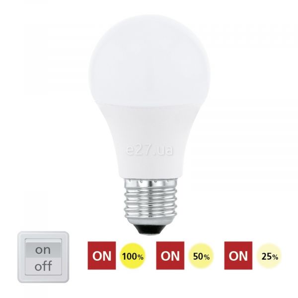 Лампа светодиодная Eglo 11561 мощностью 10W. Типоразмер — A60 с цоколем E27, температура цвета — 3000K