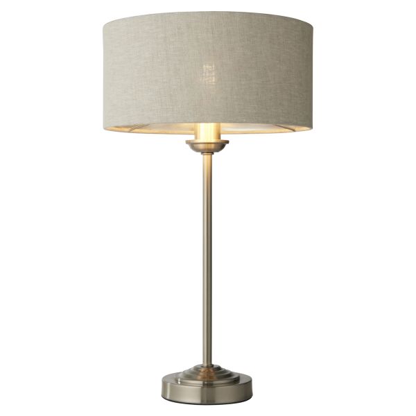 Настольная лампа Endon 100646 Highclere Table, Brushed chrome plate & natural linen