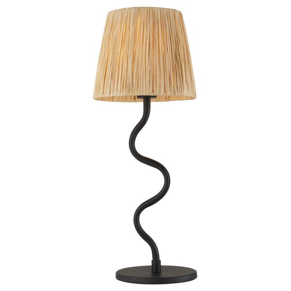 Настольная лампа Endon 100958 Wriggle Table, Matt black & natural raffia