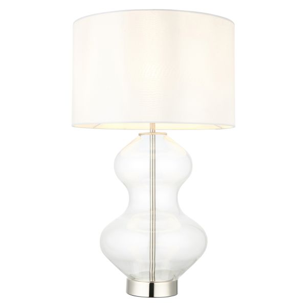 Настольная лампа Endon 102676 Kelda Shaped Touch Table, Bright nickel plate & clear glass with vintage white fabric
