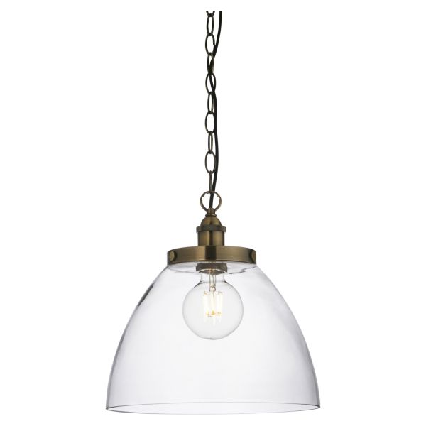 Подвесной светильник Endon 102926 Hansen Grand Pendant, Antique brass plate & clear glass