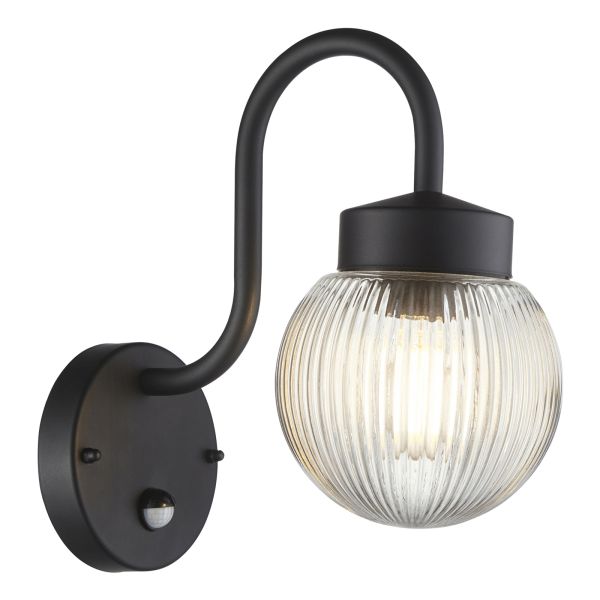 Бра Endon 103829 Eldon Wall PIR, Textured black & clear ribbed glass