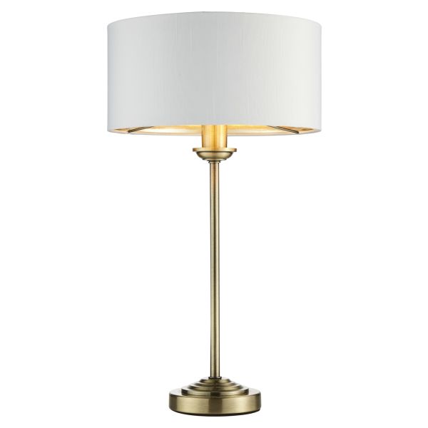 Настольная лампа Endon 104054 Highclere Table, Antique brass plate & vintage white fabric