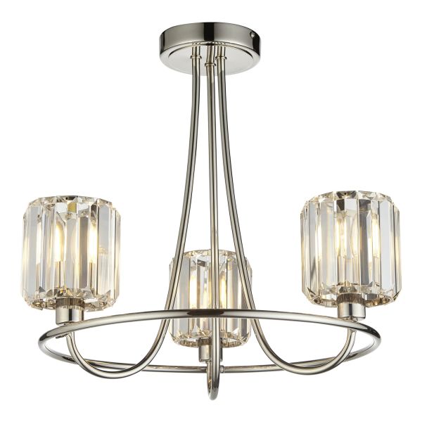 Люстра Endon 104107 Berenice 3lt Semi flush, Bright nickel plate & clear glass