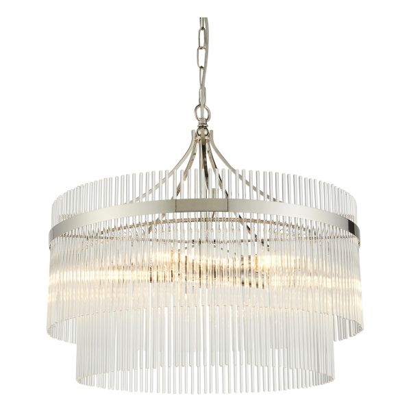 Люстра Endon 104112 Marietta 5lt Pendant, Bright nickel plate & clear glass