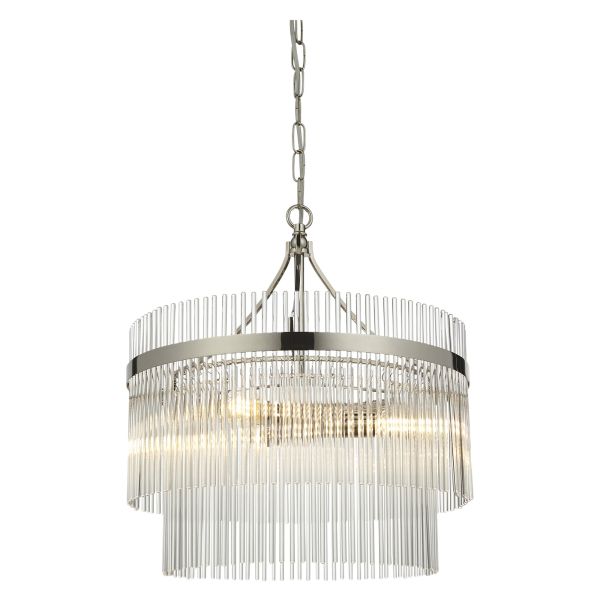 Люстра Endon 104113 Marietta 3lt Pendant, Bright nickel plate & clear glass
