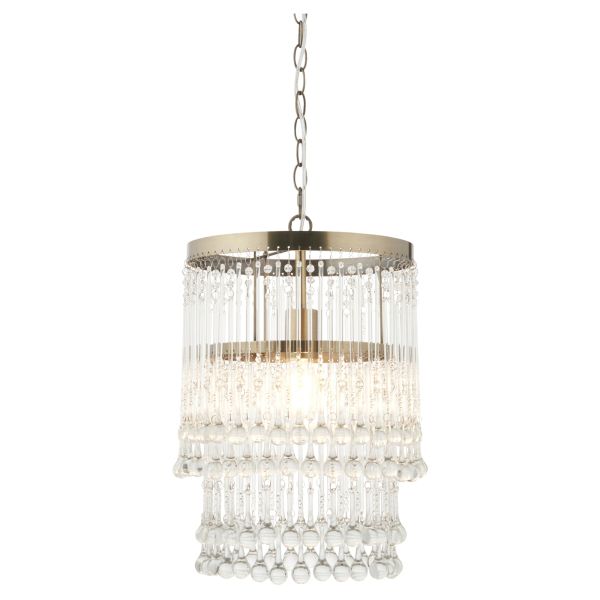 Люстра Endon 104503 Genevieve Pendant, Antique brass plate & clear crystal glass
