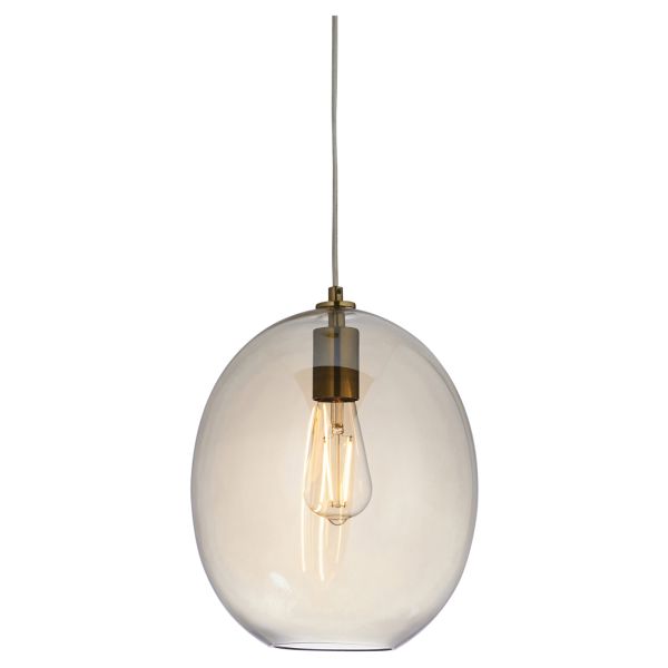 Подвесной светильник Endon 106678 Kelda Oval Pendant, Satin brass plate & champagne lustre glass
