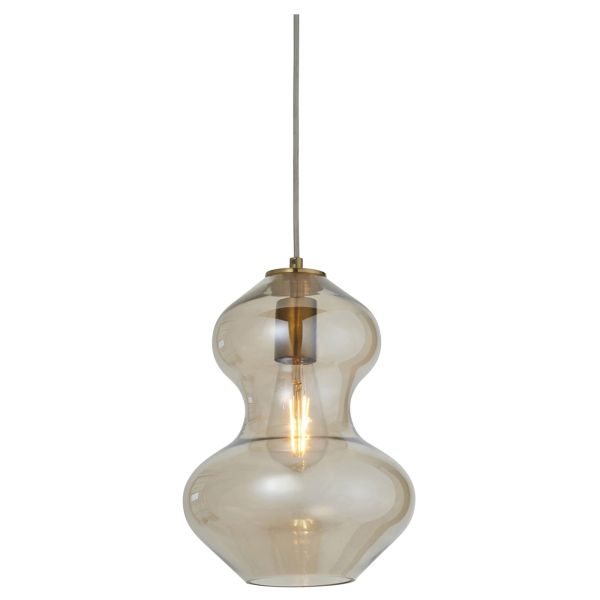 Подвесной светильник Endon 106681 Kelda Shaped Pendant, Satin brass plate & champagne lustre glass