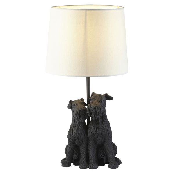 Настольная лампа Endon 106794 Schnauzer Table, Matt black & natural linen