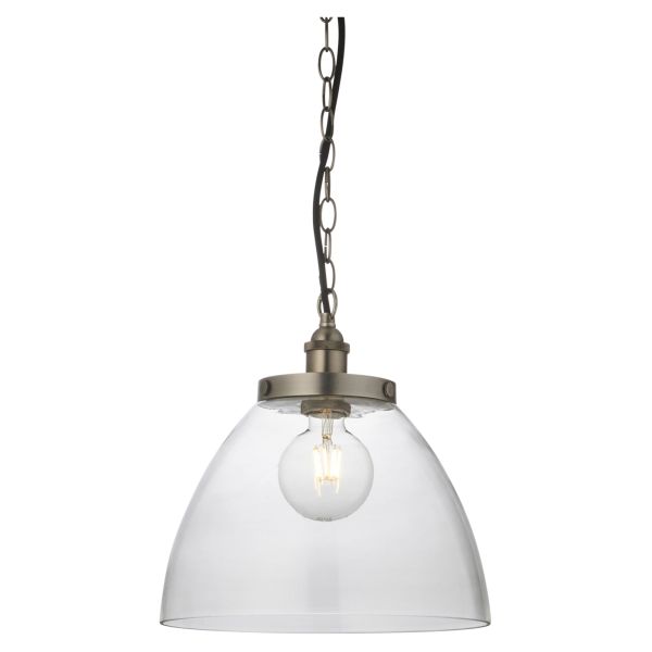 Подвесной светильник Endon 106896 Hansen Grand Pendant, Brushed silver paint & clear glass