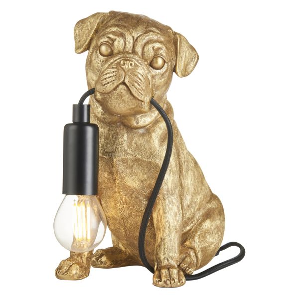 Настольная лампа Endon 107324 Pug puppy Table, Vintage gold paint & matt black
