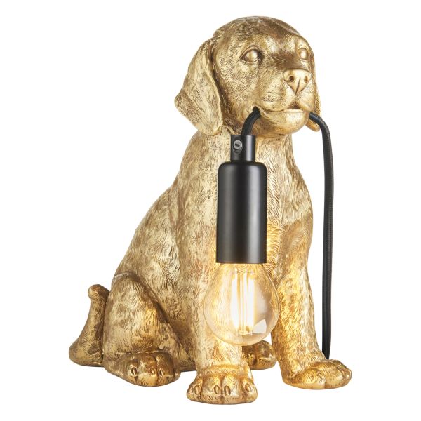 Настольная лампа Endon 107364 Labrador Puppy Table, Vintage gold paint & matt black