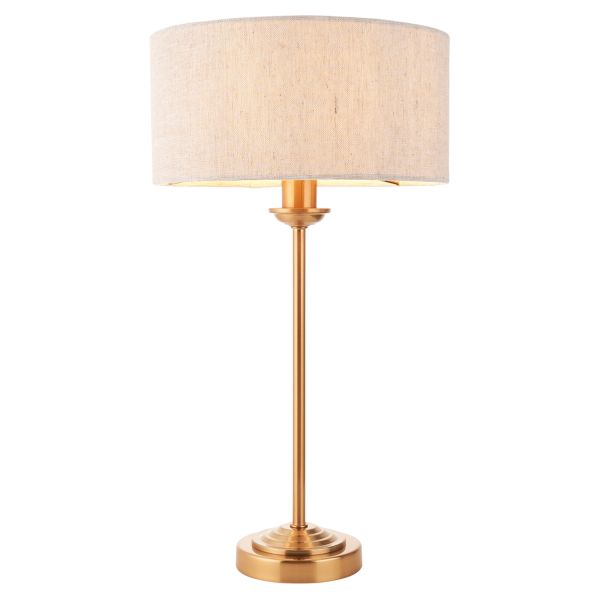 Настольная лампа Endon 110728 Highclere Table, Vintage brass finish & natural linen
