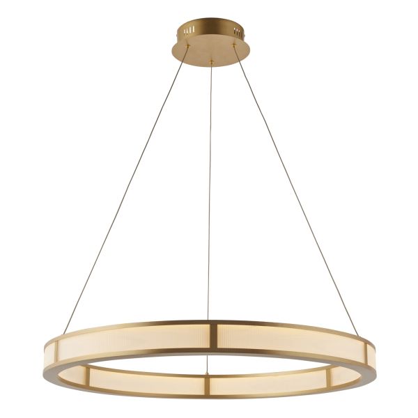 Підвісний світильник Endon 111334 Classic Ribbed Hoop Pendant, Brushed gold plated finish & ribbed frosted acrylic