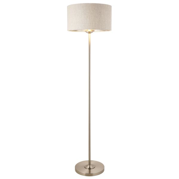 Торшер Endon 112232 Highclere Single Floor, Brushed chrome plate & natural linen
