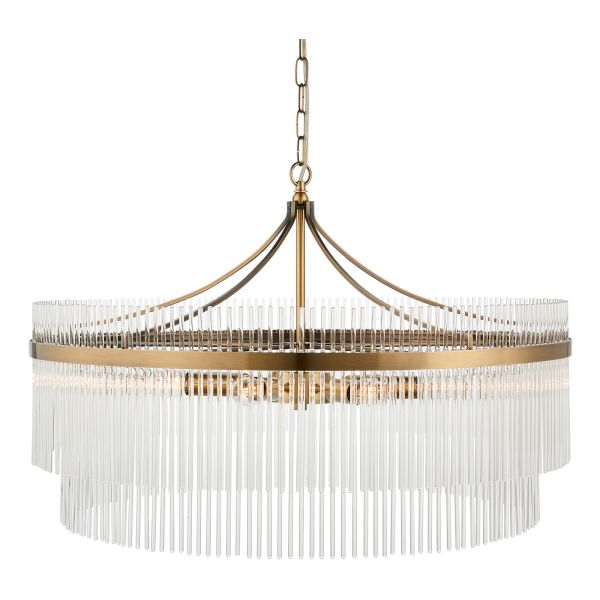 Люстра Endon 112574 Marietta Grand 7lt Pendant, Antique brass plate & clear glass