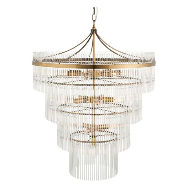 Люстра Endon 112576 Marietta 16lt Tiered Pendant, Antique brass plate & clear glass