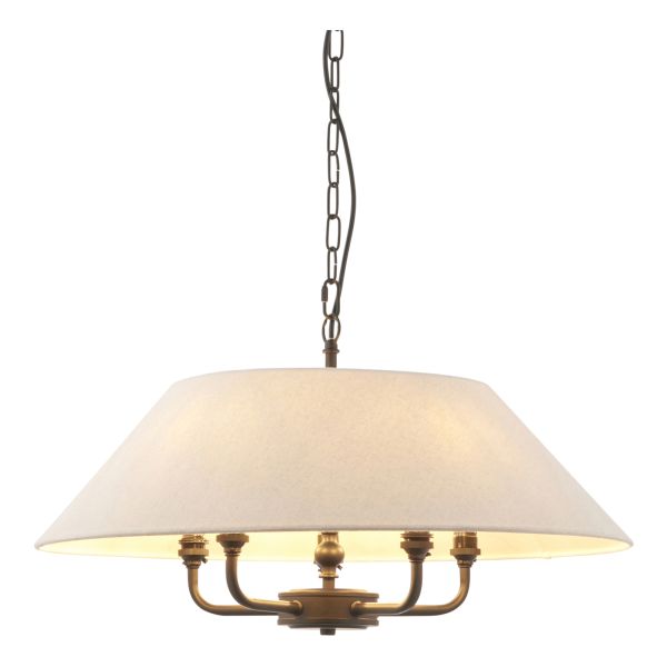 Люстра Endon 112955 Lille 5lt Pendant, Matt black & natural faux linen