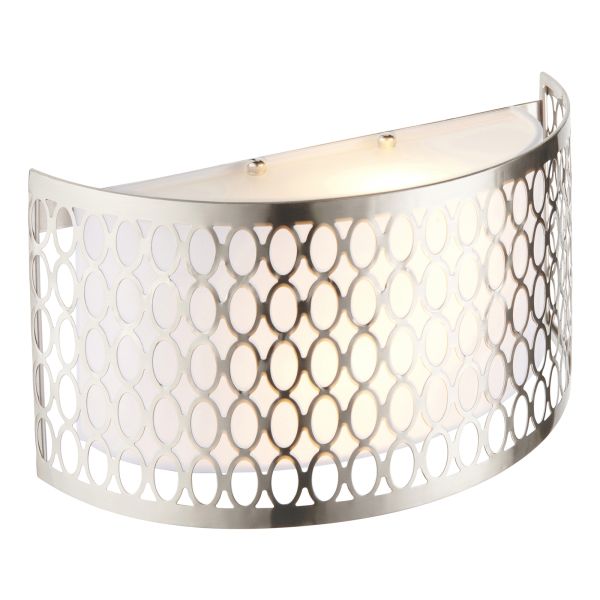 Бра Endon 113263 Cordero 2lt Wall, Satin nickel plate, white fabric & frosted glass