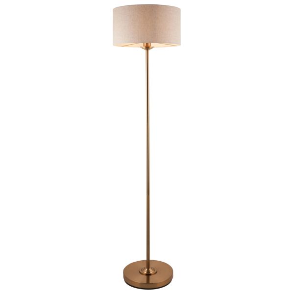 Торшер Endon 113461 Highclere Single Floor, Vintage brass finish & natural linen
