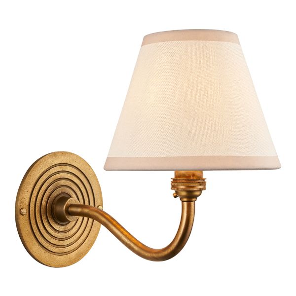 Бра Endon 114101 Ripple Curve & Ivy 16cm Wall, Antique brass & vintage white fabric