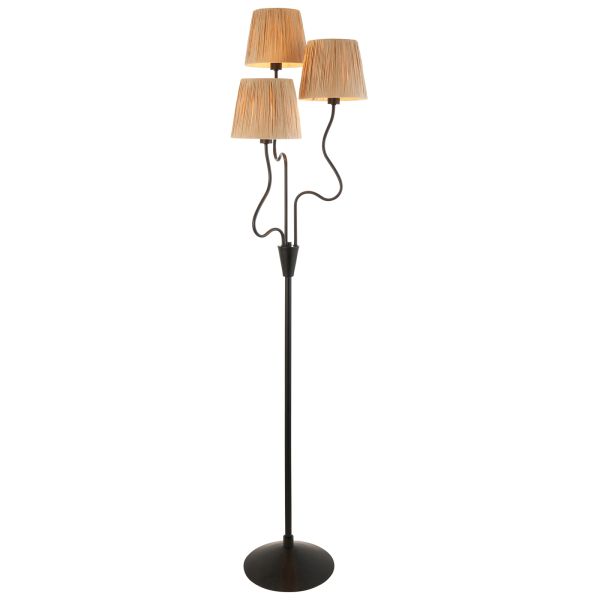 Торшер Endon 114221 Wriggle 3lt Floor, Matt black & natural raffia