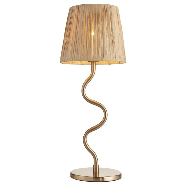 Настольная лампа Endon 114225 Wriggle Table, Brushed aged brass plate & natural raffia