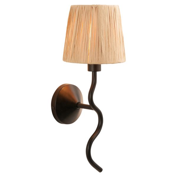 Бра Endon 114226 Wriggle Wall, Matt black & natural raffia