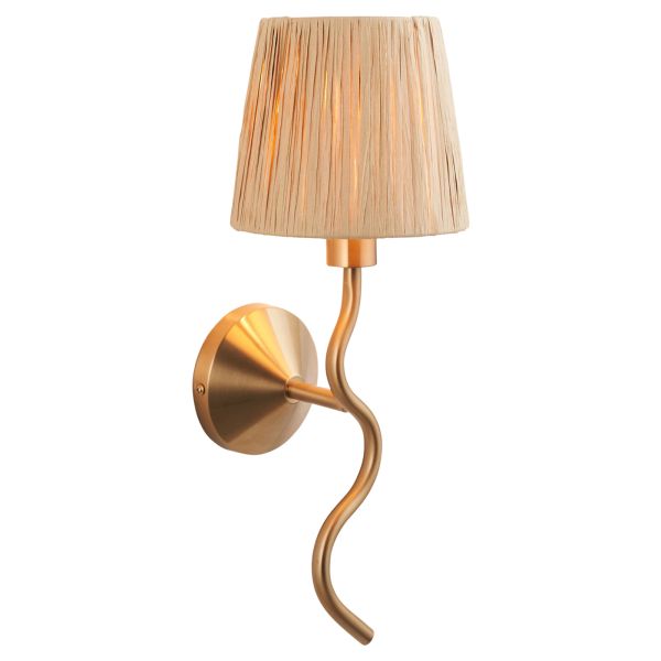 Бра Endon 114227 Wriggle Wall, Brushed aged brass plate & natural raffia