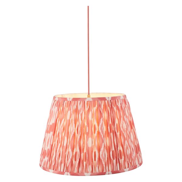 Подвесной светильник Endon 114256 Eltham & Ikat 40cm Pendant, Red, Brushed aged brass, red flex & coral pink fabric