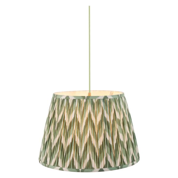 Подвесной светильник Endon 114257 Eltham & Zigzag 40cm Pendant, Brushed aged brass, green flex & Cotswold green fabric