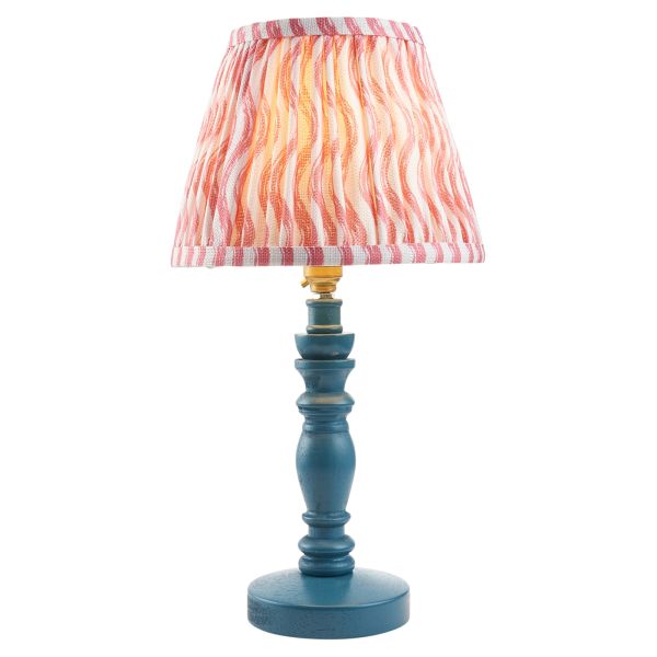 Настольная лампа Endon 114262 Bibury & Ripple 20cm Table, Satin marlin blue paint & coral pink fabric