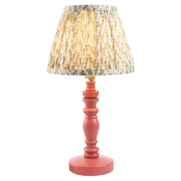 Настольная лампа Endon 114267 Bibury & Leaf 20cm Table, Satin pink clay paint & herb garden green fabric