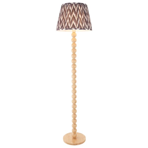 Торшер Endon 114339 Cane & Zigzag 40cm Floor, Natural bamboo & pearl grey fabric