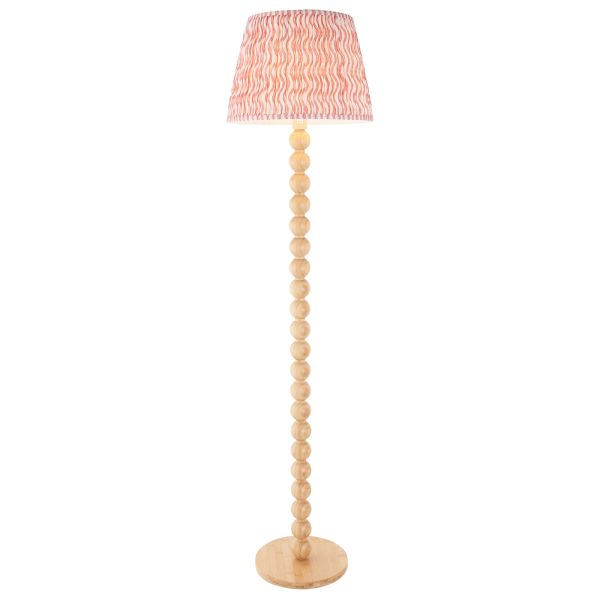 Торшер Endon 114342 Cane & Ripple 40cm Floor, Natural bamboo & coral pink fabric