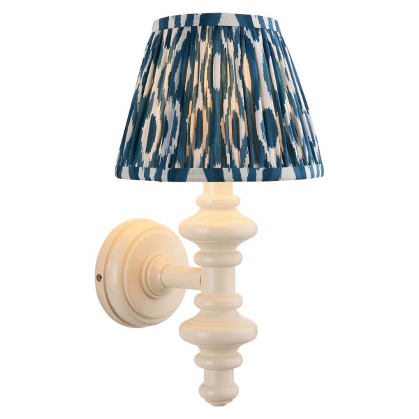Бра Endon 114446 Carnaby & Ikat 20cm Wall, Satin almond white paint & marlin blue fabric