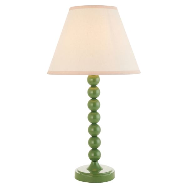 Настольная лампа Endon 114709 Higgledy & Ivy 25cm Table, Gloss cotswold green paint & vintage white fabric