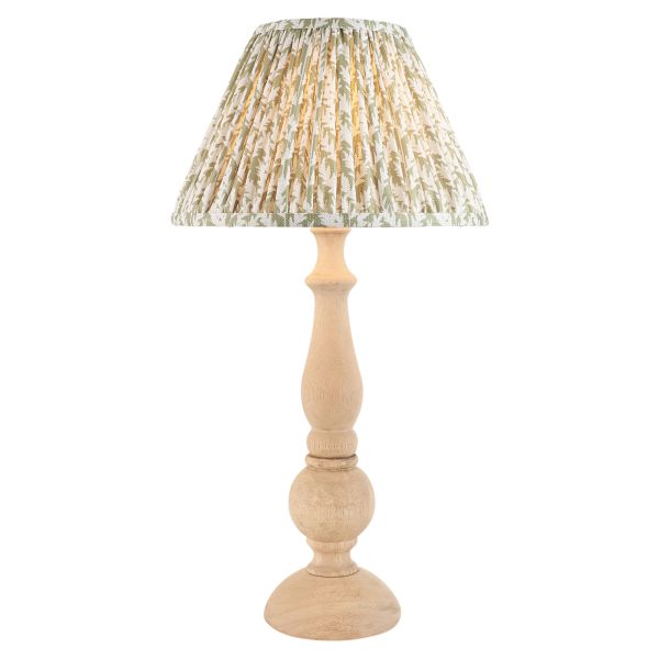 Настольная лампа Endon 114748 Hidcote & Leaf 30cm Table, Natural wood & herb garden green fabric