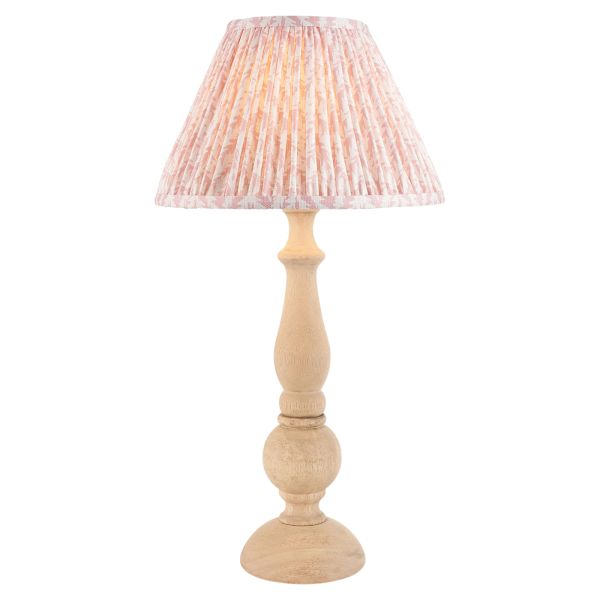 Настольная лампа Endon 114750 Hidcote & Leaf 30cm Table, Natural wood & peachy keen fabric