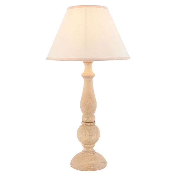 Настольная лампа Endon 114758 Hidcote & Ivy 30cm Table, Natural wood & vintage white fabric