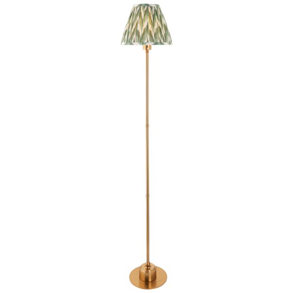 Торшер Endon 114767 Burley Rechargeable & Zigzag 25cm Floor, Brushed aged brass plate & Cotswold green fabric