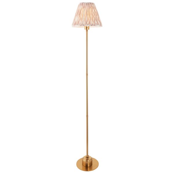 Торшер Endon 114774 Burley Rechargeable & Ikat 25cm Floor, Brushed aged brass plate & neutral print fabric