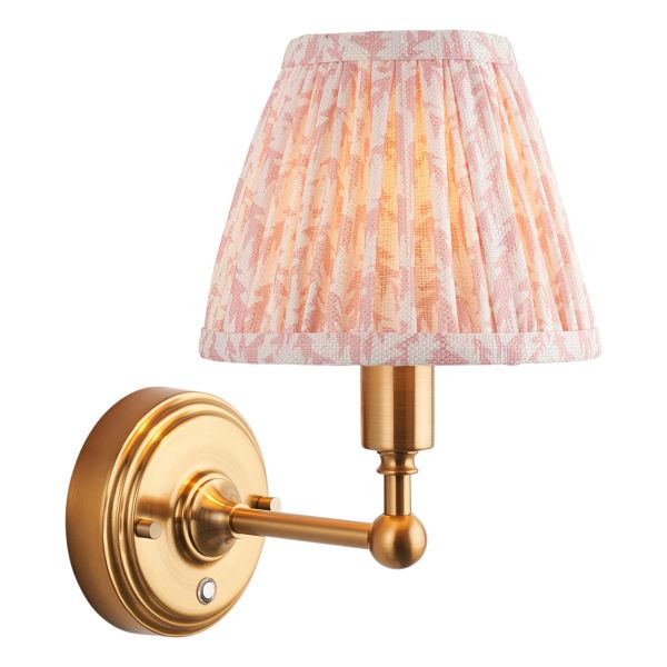 Бра Endon 114821 Burley Rechargeable & Leaf 16cm Wall, Brushed aged brass plate & peachy keen fabric
