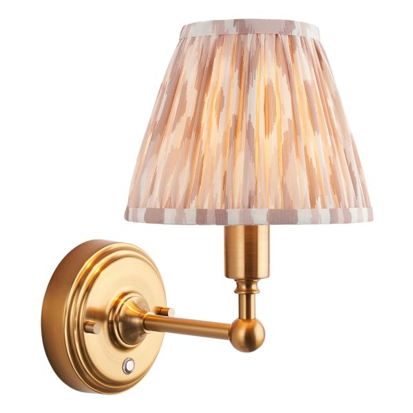 Бра Endon 114831 Burley Rechargeable & Ikat 16cm Wall, Brushed aged brass plate & neutral print fabric