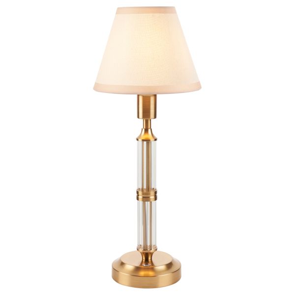 Настольная лампа Endon 114849 Morton Rechargeable & Ivy 16cm Table, Brushed aged brass plate & vintage white fabric