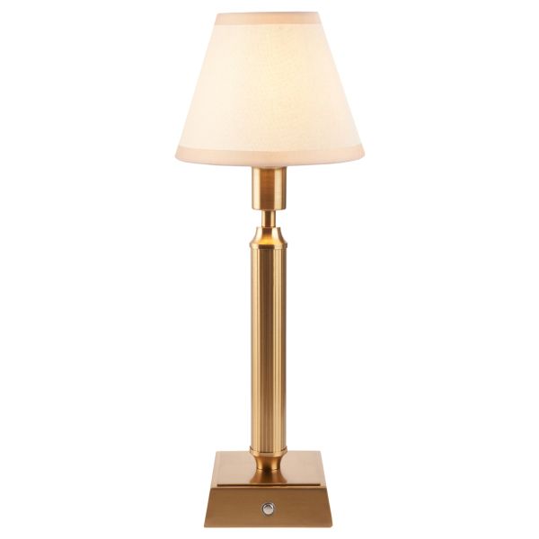 Настольная лампа Endon 114870 Trobridge Rechargeable & Ivy 16cm Table, Brushed aged brass plate & vintage white fabric
